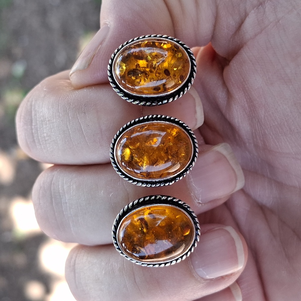 New Amber Knuckles Double 925 Silver Ring.
